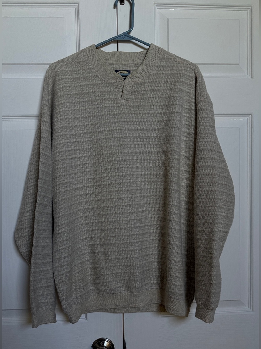 Tommy Bahama Men’s M 100% Cotton Textured Knit Beige Pullover Sweater